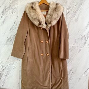 Vintage Flemington Furs Lorendale Wool Silk Button Collard Long Coat SZ XL